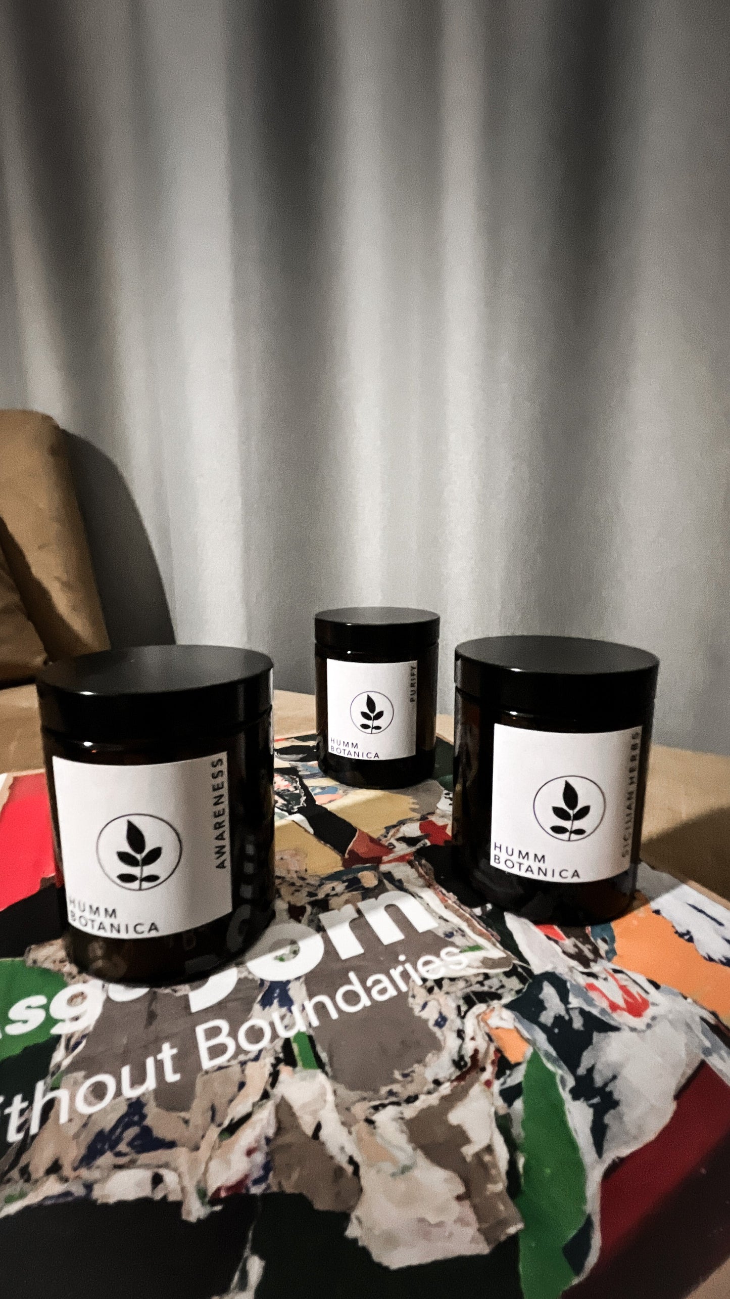 Candles and Art books. Humm Botanica All Natural Italian Design Candles 